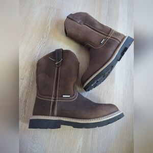 SUREWAY Men's Waterproof Soft Toe Wellington Work Boot BRWN LEATHER Sz9.5